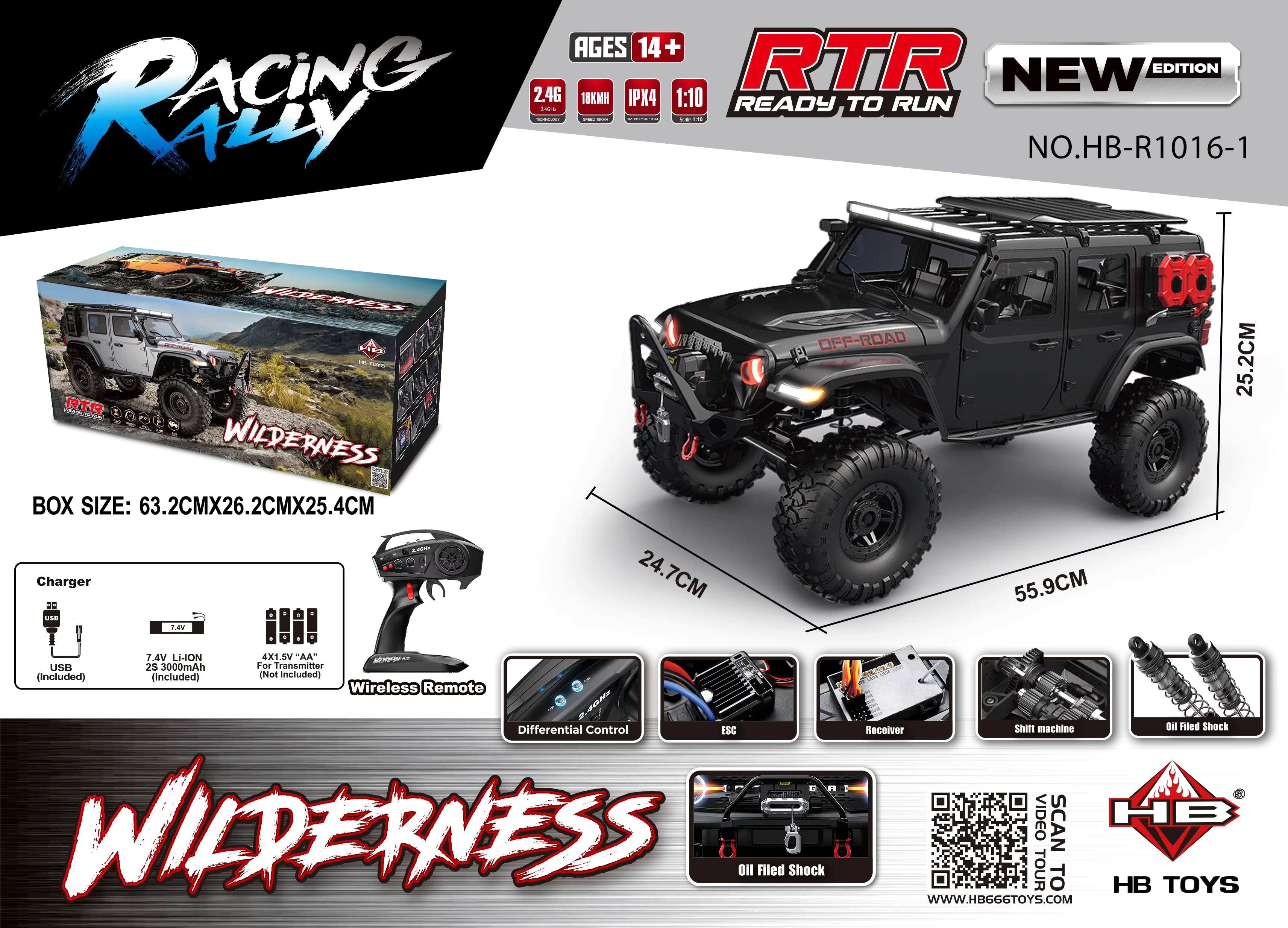 HB R1016 1/10 RC rock crawler with differential lock India