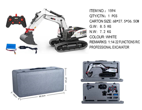 Hobby-grade Huina RC excavator outdoors