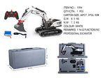 Hobby-grade Huina RC excavator outdoors
