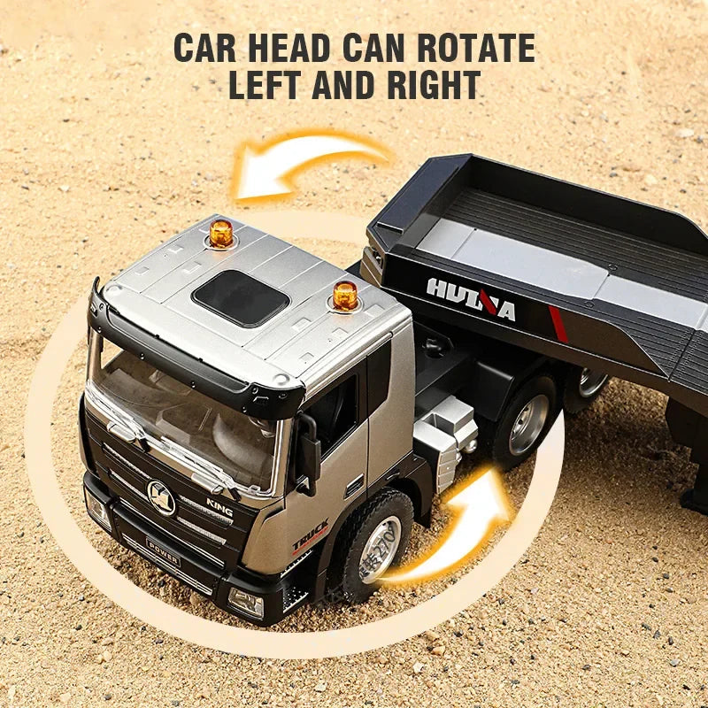 Huina 1318 RC trailer carrying construction vehicle