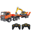 Huina 1319 RC tractor truck with flatbed trailer front view