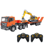 Huina 1319 RC tractor truck with flatbed trailer front view