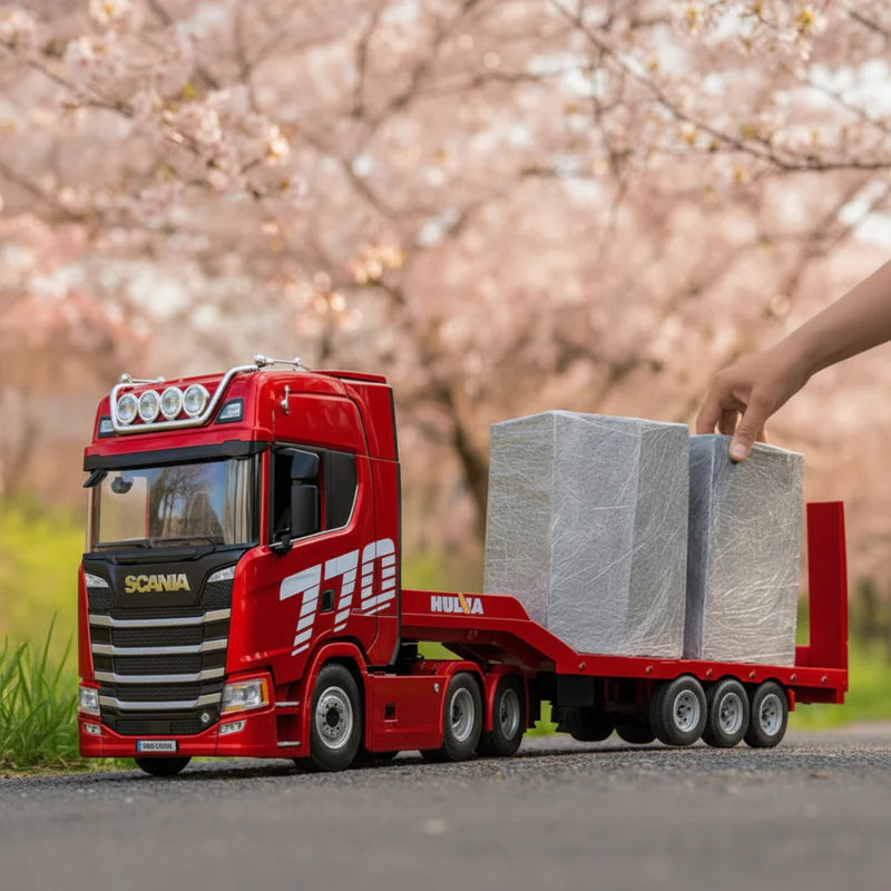 1:18 RC semi truck with detachable trailer side angle