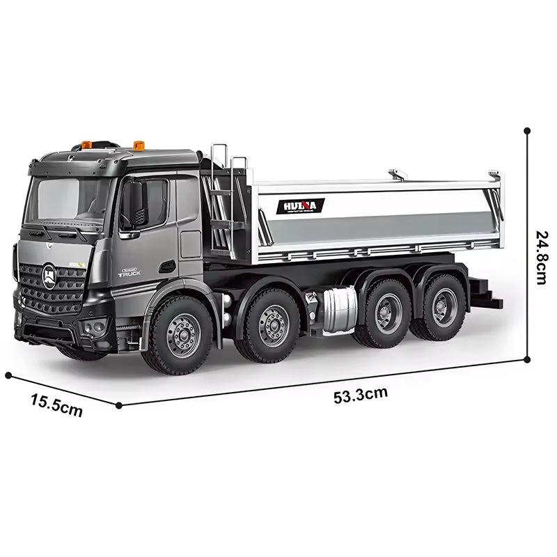 13CH RC dump truck with rubber tires close-up