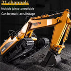 RC construction excavator with LED lights active
