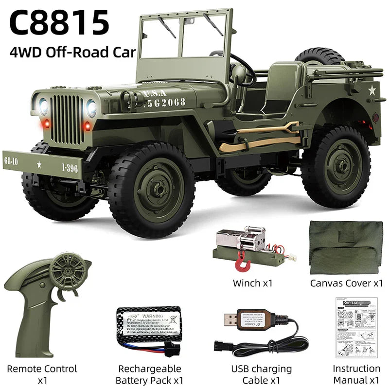 JJRC C8815 1:10 Willys Military 4WD RC Jeep