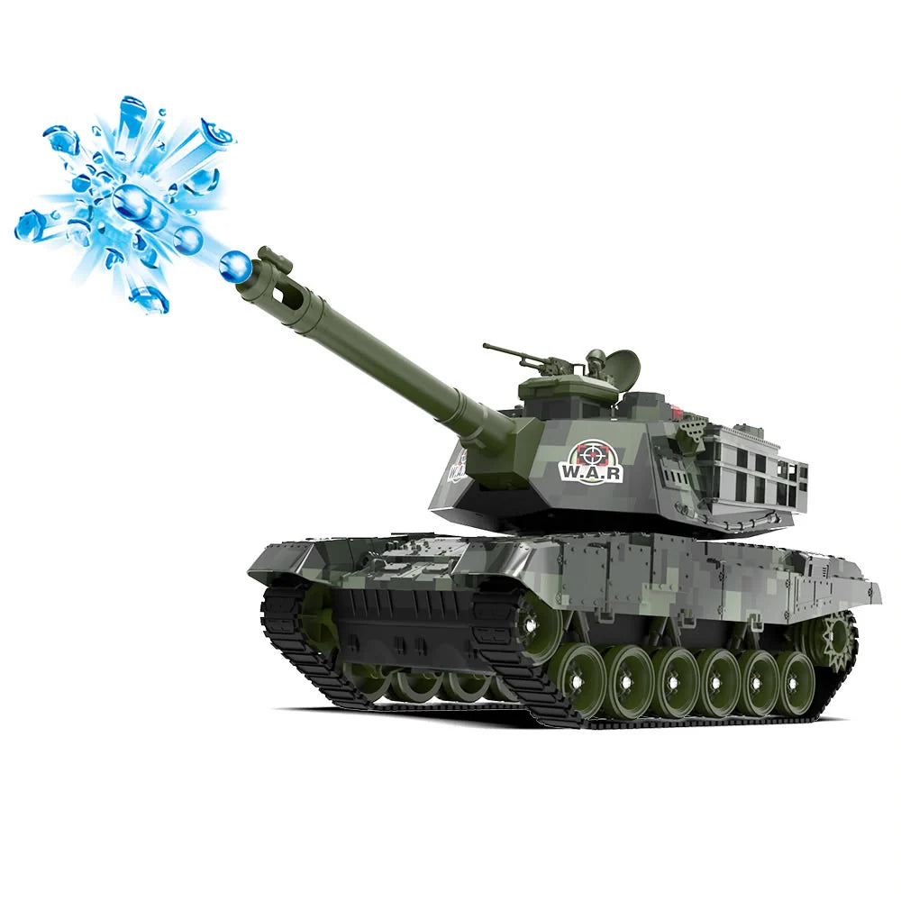 JJRC Q131 RC Military Tank Toy - 4WD Remote Control Gel Blaster Shooting Vehicle with LED Lights & Sound Effects