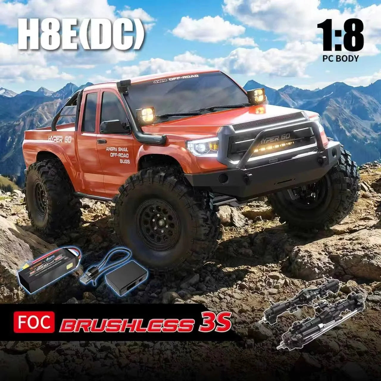 MJX Hyper Go H8EDC 1:8 Toyota Hilux 4WD Brushless RC Rock Crawler RTR