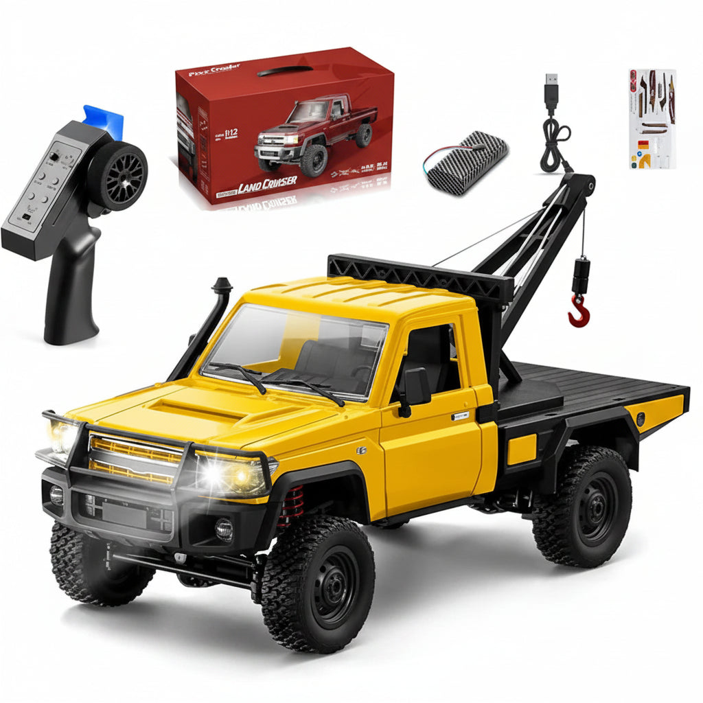 MN82T RC pickup truck front view with crane