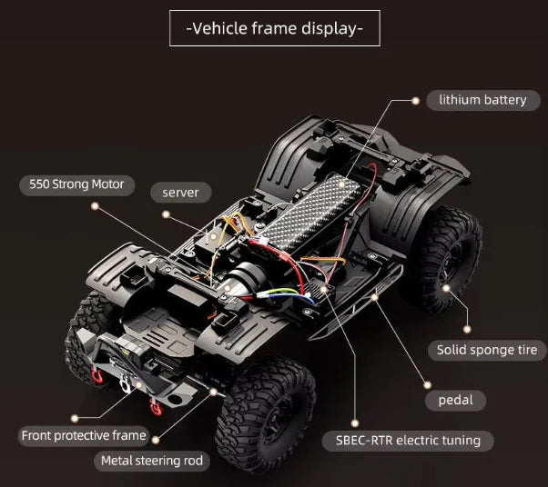 HB R1012 suspension and tire close up crawler