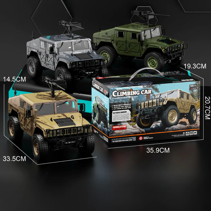 RC military jeep with opening rear cargo cover