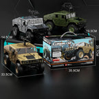 RC military jeep with opening rear cargo cover
