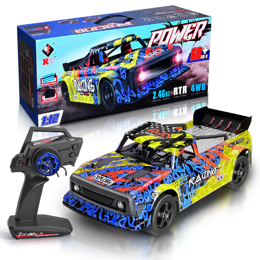 WLtoys 124020 1/12 4WD Brushless RC Racing Car | 60KM/H High-Speed Off-Road Drift Car with Metal Chassis Green