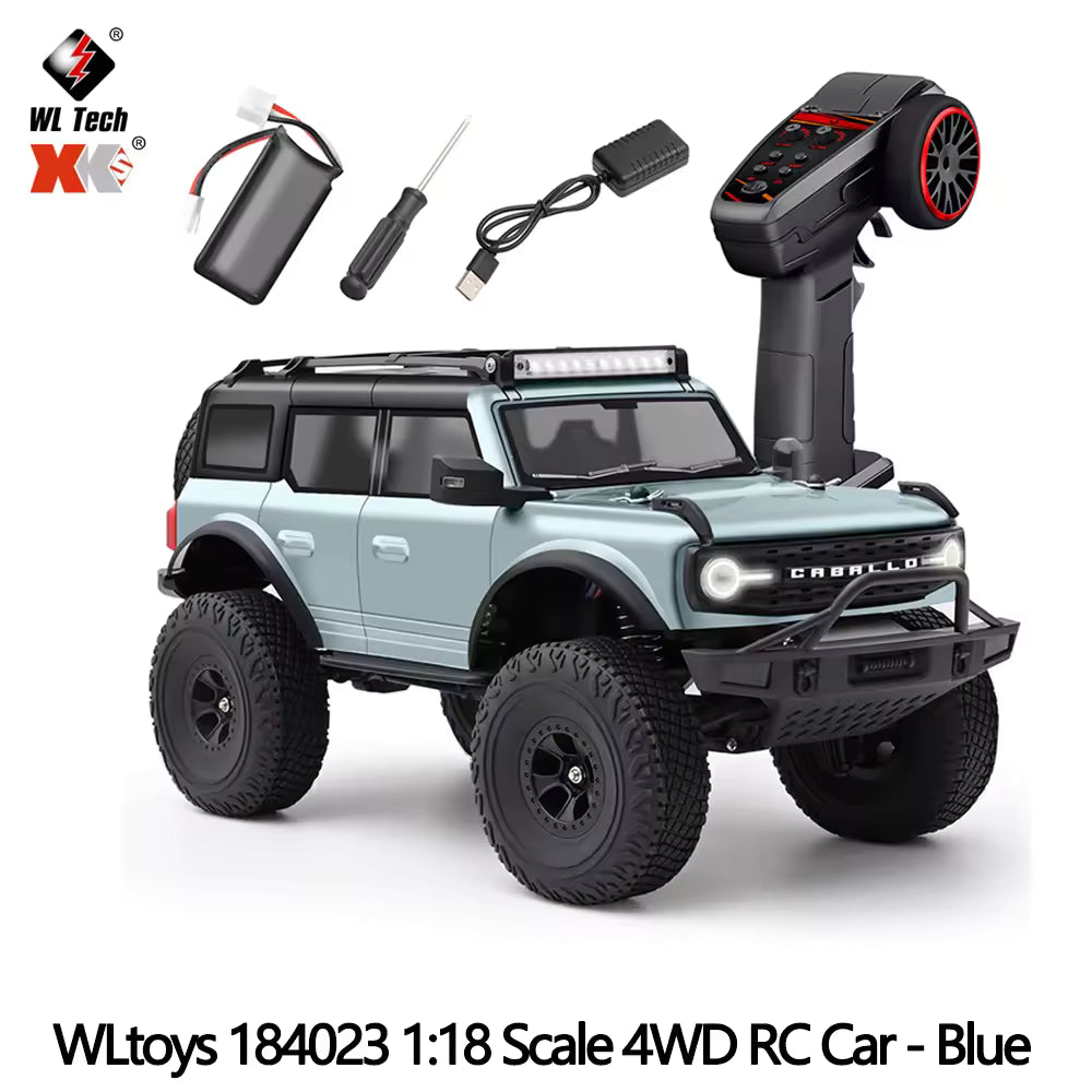 WLtoys 184023 1/18 4WD Ford Bronco RC Rock Crawler | 2-Speed Mechanical Shift Remote Control Trail Truck Blue