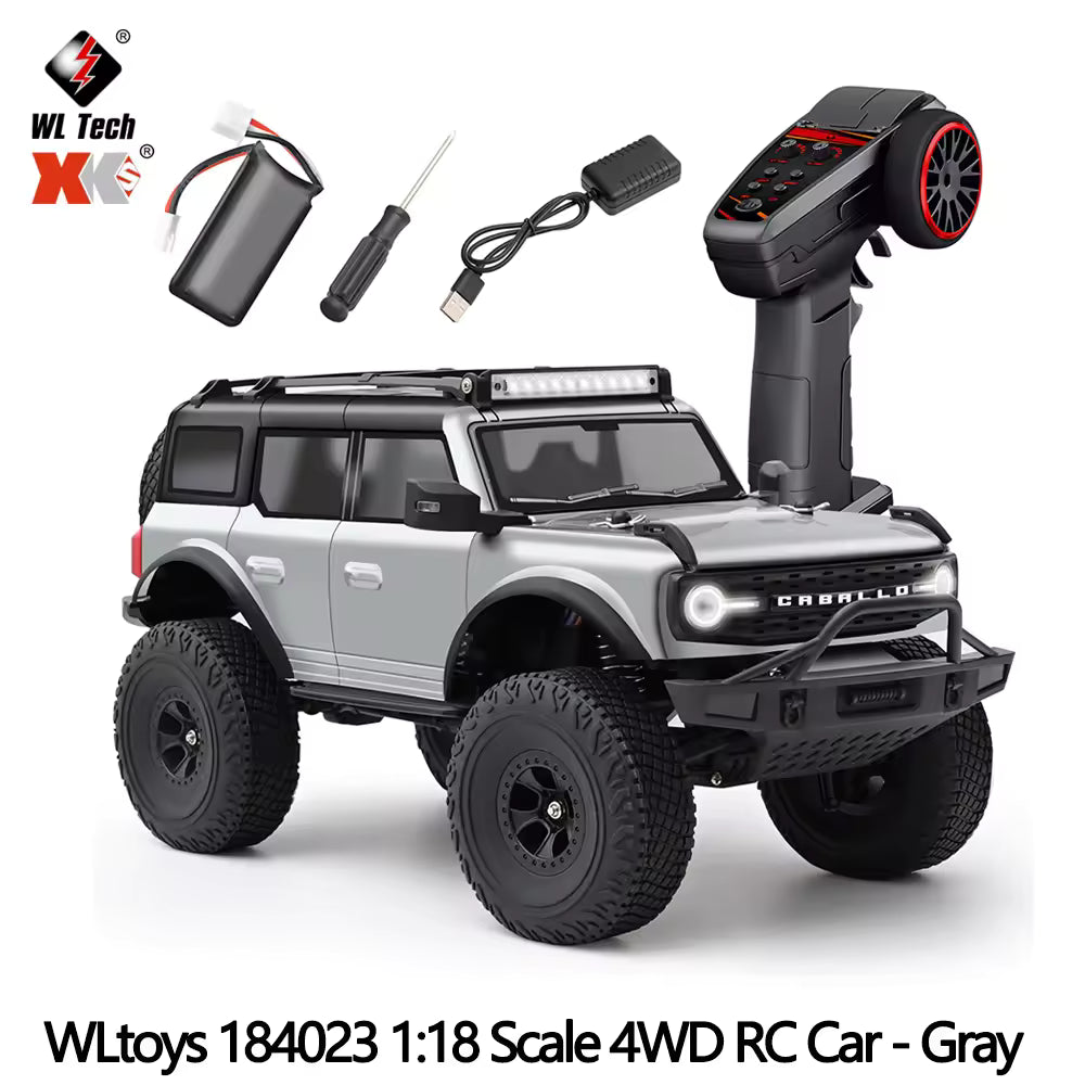 WLtoys 184023 1/18 4WD Ford Bronco RC Rock Crawler | 2-Speed Mechanical Shift Remote Control Trail Truck Gray