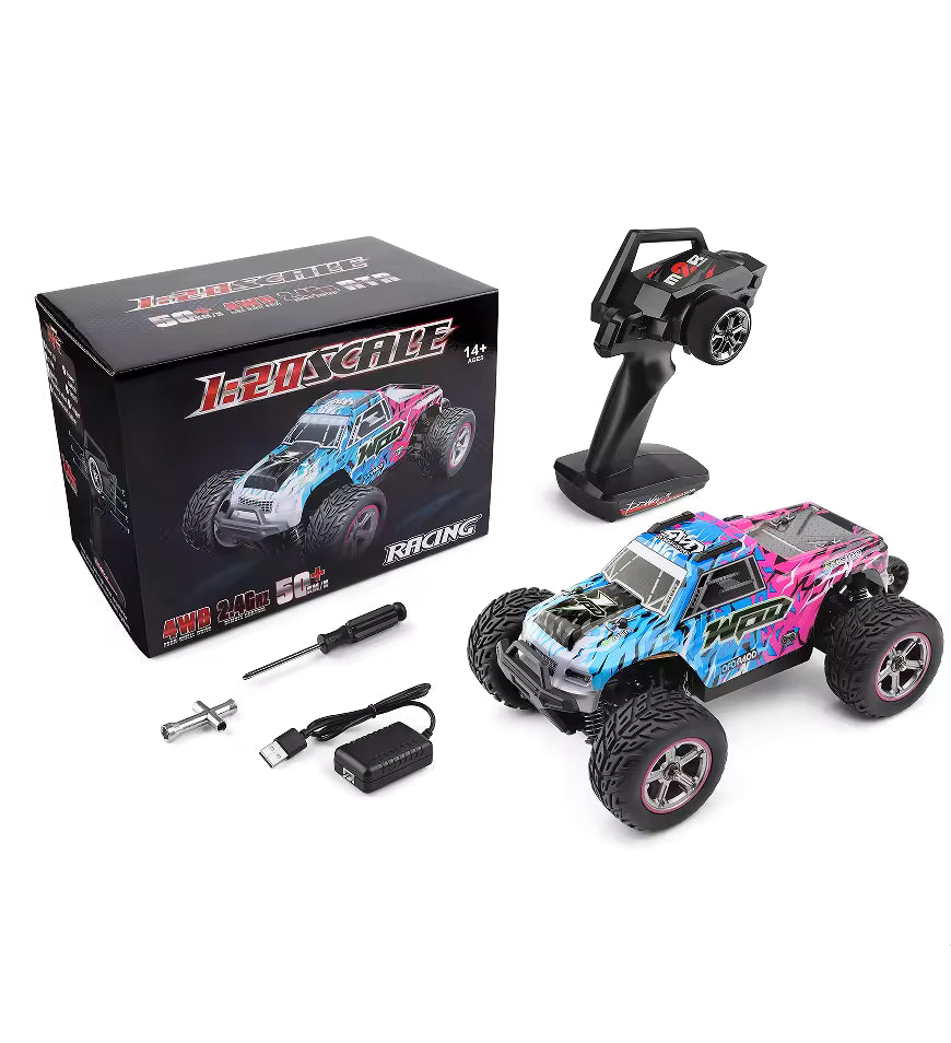 WLtoys 204006 1/20 4WD High-Speed Off-Road RC Car | 50KM/H Dual-Speed RC Monster Truck Pink