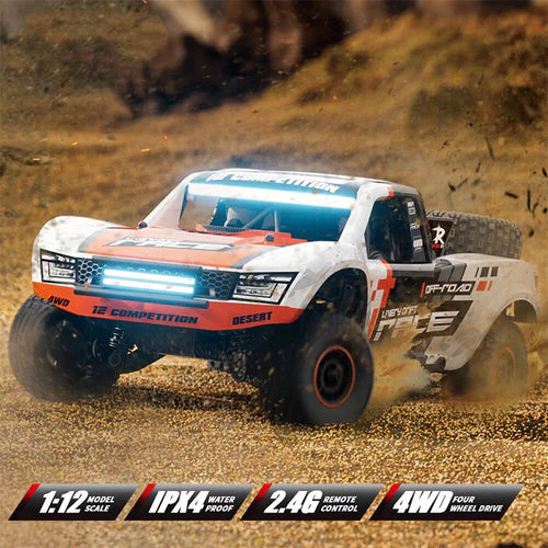 orange brushless RC car off road rally truck